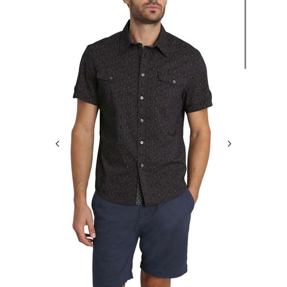 Jachs New York‎ BLACK SPLATTER PRINT SHORT SLEEVE TECH SHIRT Size M